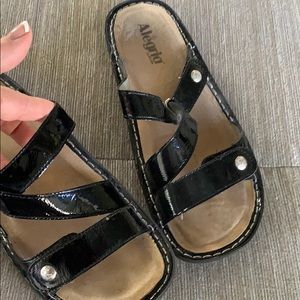 Black patent sandals